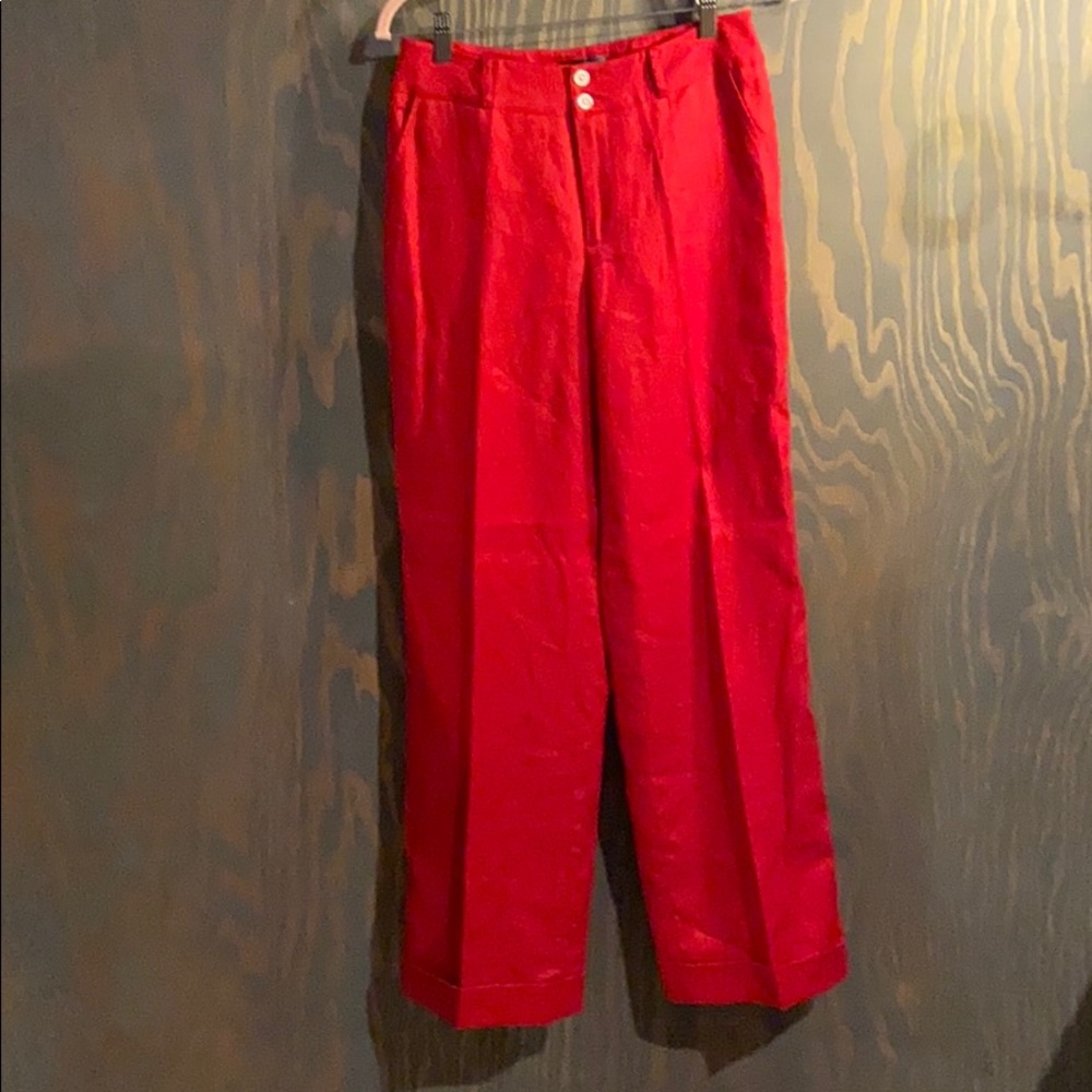 Lauren Ralph Lauren red 100% linen lined pants
